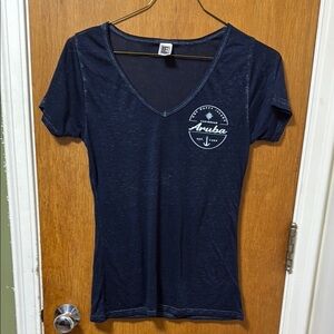 Aruba Navy V-Neck Women's Tee